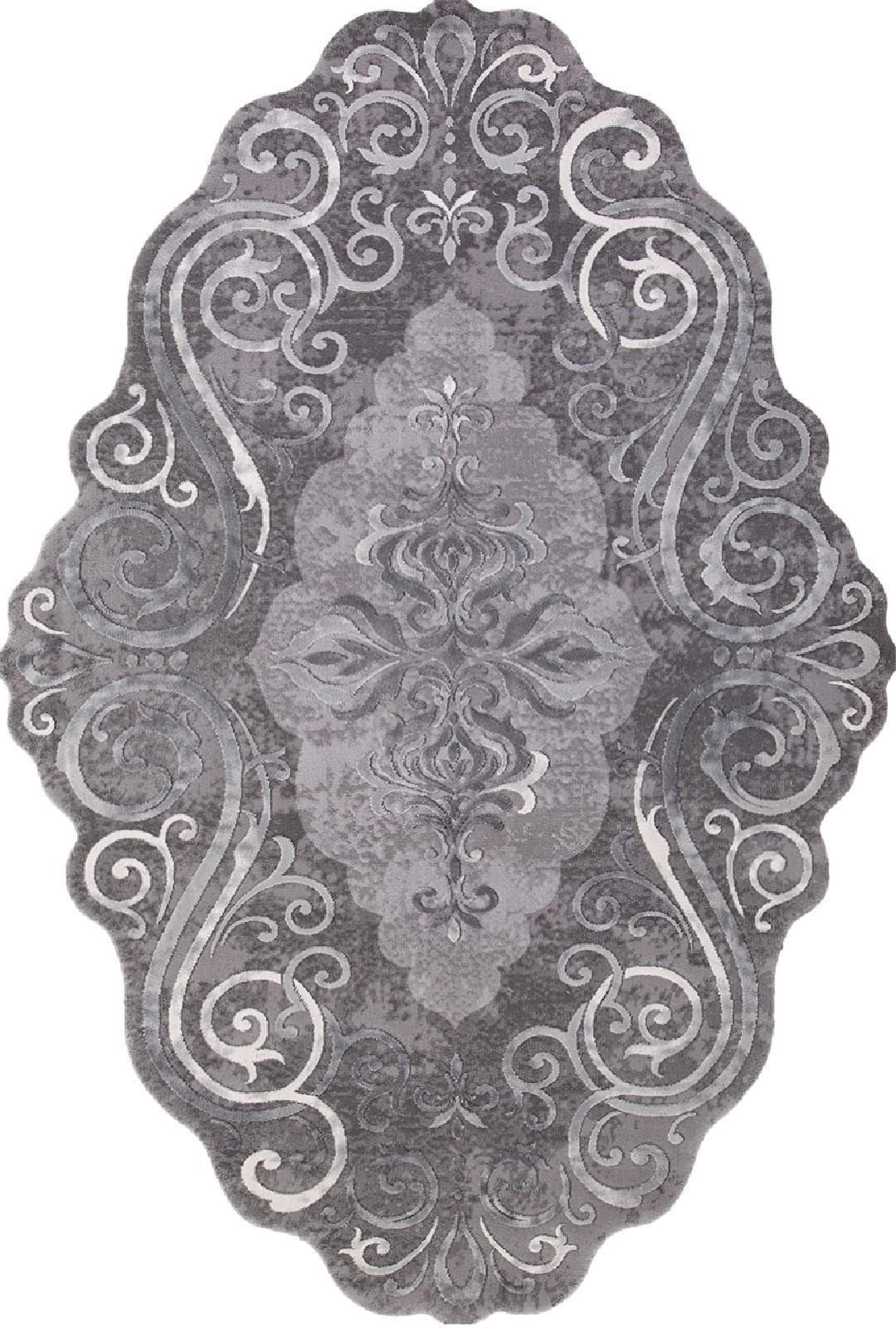 Ковер KARMEN HALI SAFIR 00858G GREY / GREY Овал 1.16x1.8м