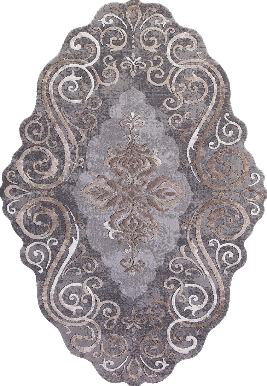 Ковер KARMEN HALI SAFIR 00858C GREY / BROWN Овал 1.16x1.8м
