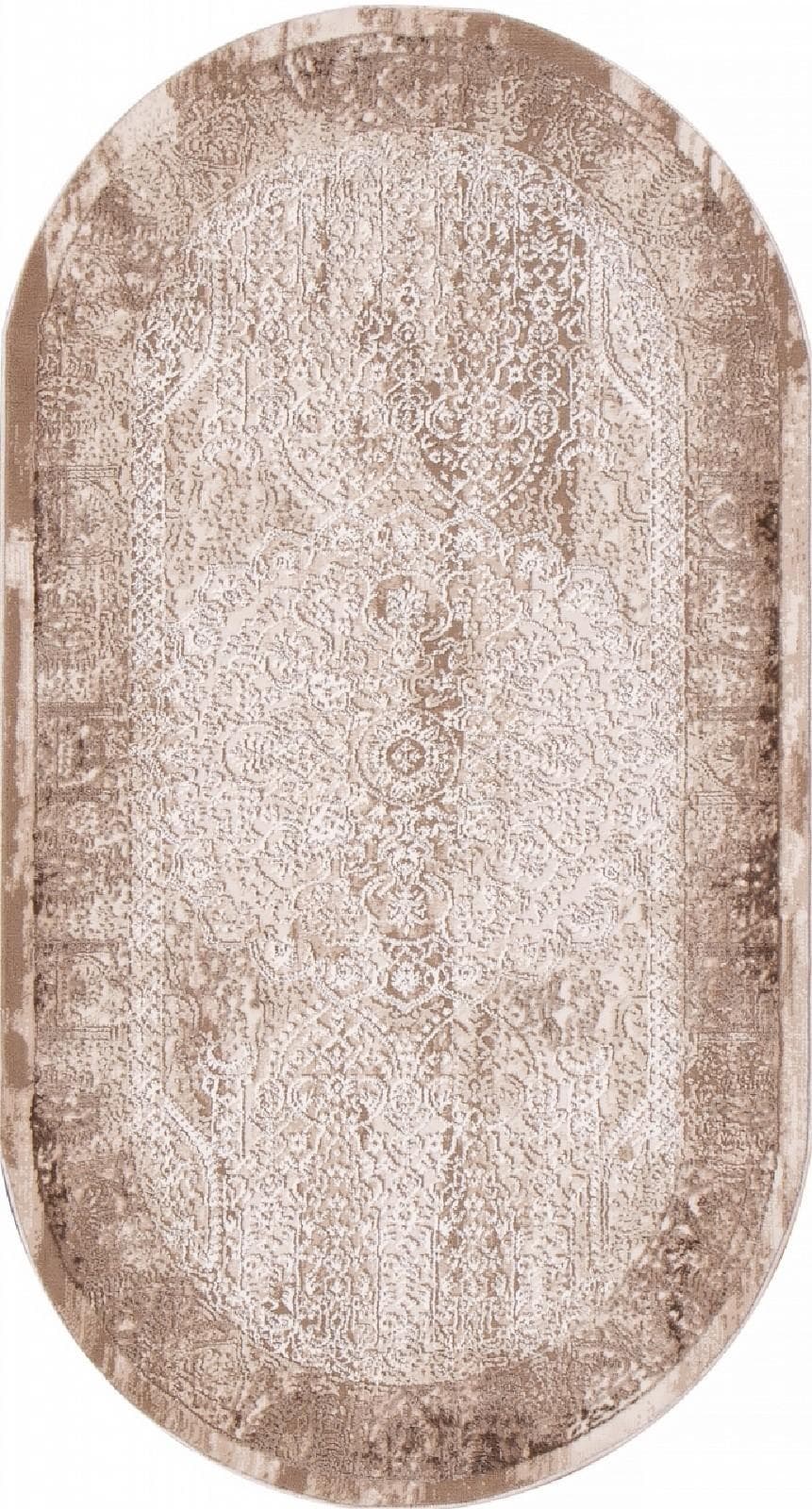 Ковер KARMEN HALI ARMINA 03878B BROWN / BROWN Овал 0.8x1.5м