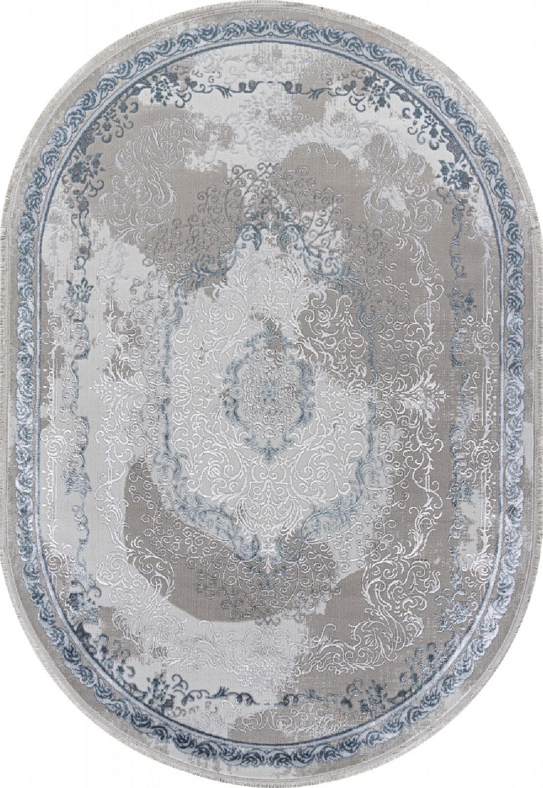 Ковер Ковер Классический ARDA EFSAN L278A CREAM SHRINK / BLUE FDY Овал Овал 0.8x1.5м